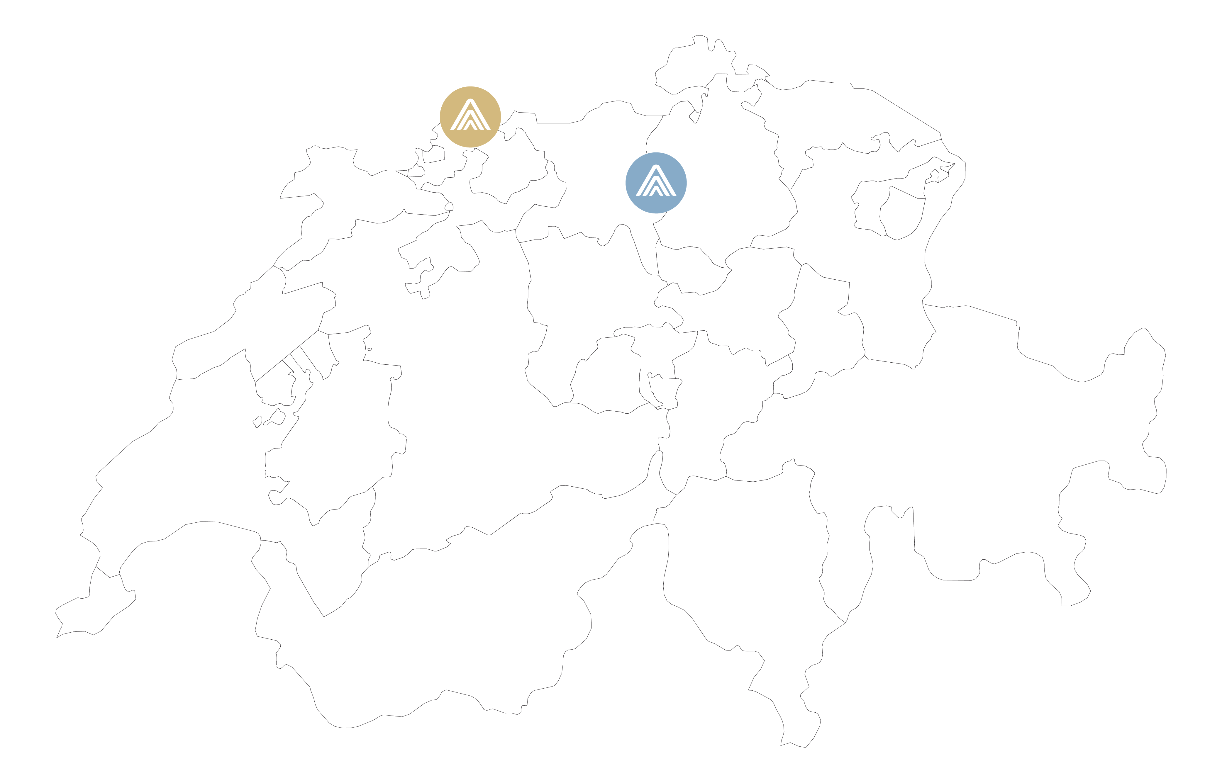 Karte der Schweiz mit Bürostandorten
